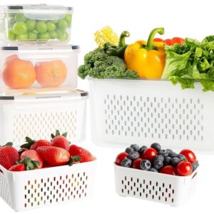 Kühlschrank Organizer4 Set Frischhaltedosen mit Deckel Abtropfgitter
