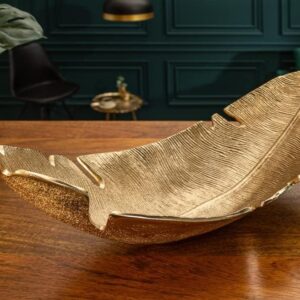 Deko Schale GOLD LEAF 62cm im Blatt Design