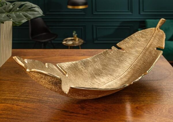Deko Schale GOLD LEAF 62cm im Blatt Design