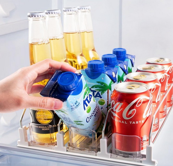 Automatische Kühlschrank Getränke Organizer für 12 Dosen, 3 Reihen