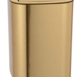 WENKO Schwingdeckeleimer Mod. Auron Gold, 5,5 Liter Kosmetikeimer für das Badezimmer, aus Kunststoff, Deckel abnehmbar