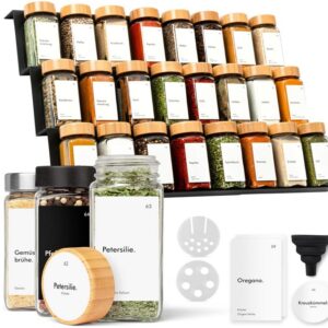 Gewürzregal mit Gläsern | inkl. 24 Gewürzgläser mit Etiketten