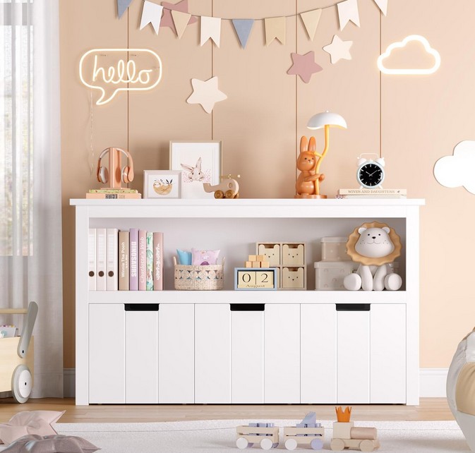 Kinderregal weiß, Kinderzimmer Möbel, 102 x 33 x 61,5cm