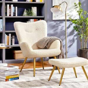 Relaxsessel Cocktailsessel Teddy-Plüsch Stilvolles Design Weiß