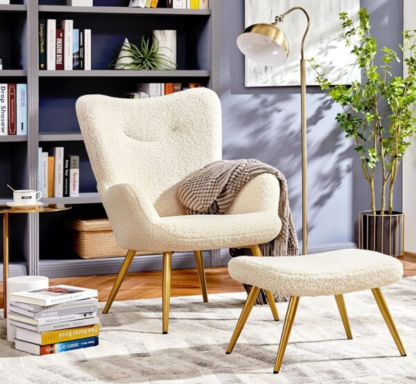 Relaxsessel Cocktailsessel Teddy-Plüsch Stilvolles Design Weiß