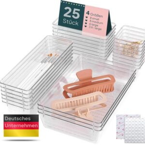 Schubladen Organizer, 25er Set, Schminktisch, Badezimmer, Make up Organizer