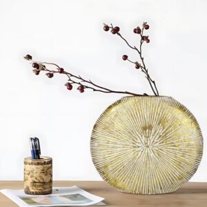 Vase Deko 26 cm Pastillenvase Blumenvase Modern Metall Gold Geriffelt