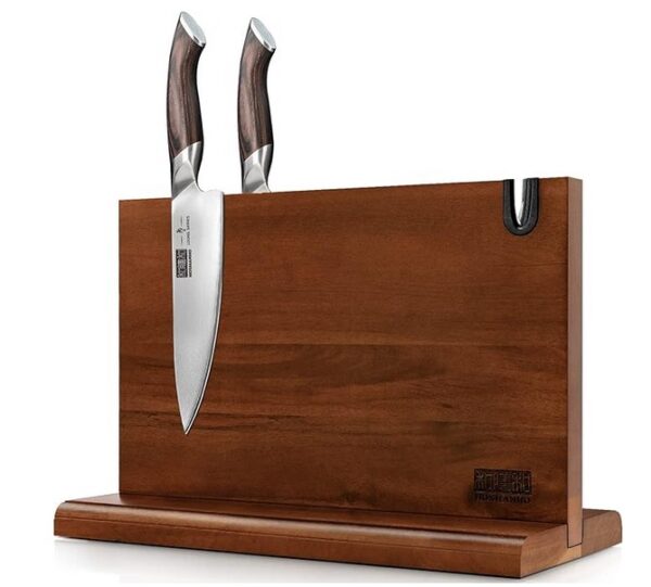 Doppelseitiger Messerblock Magnetisch mit Schärfer Akazienholz