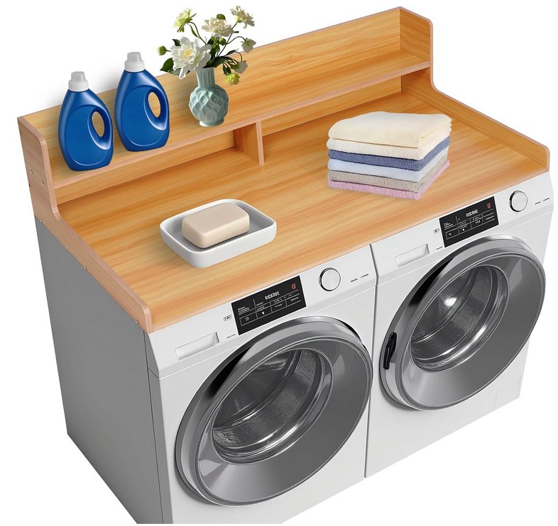 Aufbewahrungslösung für Waschmaschine und Trockner (helles Walnuss)