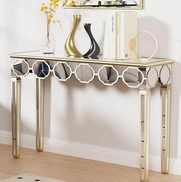 Konsolentisch Schmal Gold 120×35×76 cm Luxus Design